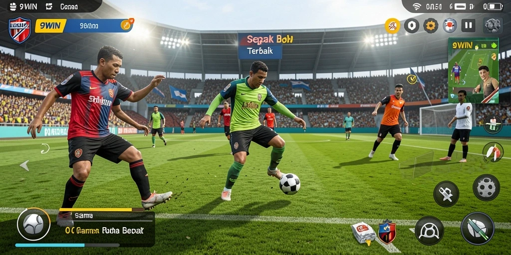 Screenshot gameplay 9WIN yang menampilkan aksi seru di lapangan.