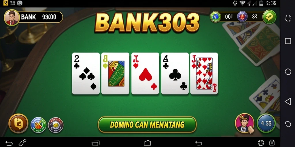 Screenshot gameplay BANK303 menampilkan aksi seru permainan Domino.