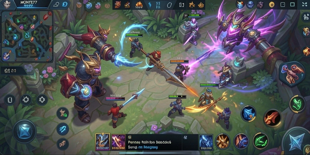 Tampilan seru gameplay MOBA di MONTE77 dengan aksi intens.
