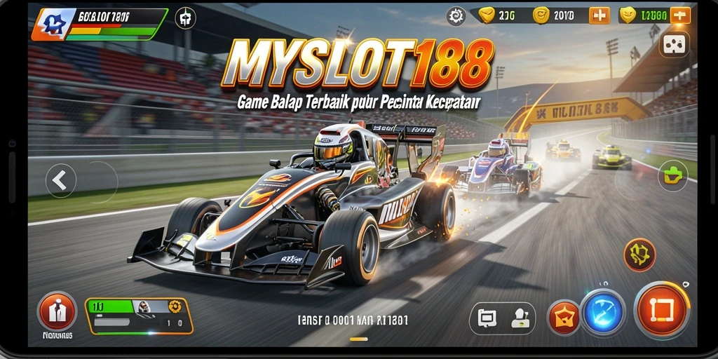 Screenshot gameplay <strong>MYSLOT188</strong> menampilkan aksi balap yang mendebarkan dan grafis yang menakjubkan.