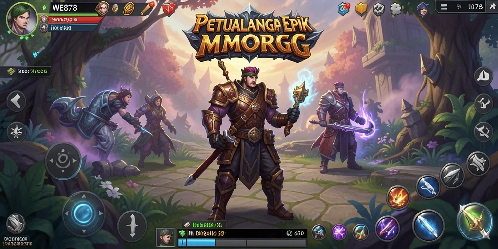 Screenshot WE878 menampilkan pertarungan epik dalam dunia MMORPG.